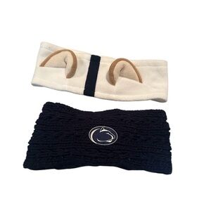 Blue and White Penn State Winter Headbands with Logo